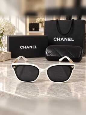 Chanel White Cat Eye Sunglasses
